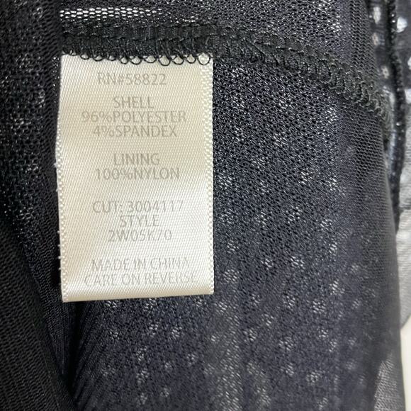 Polka Dot Ruffled Mesh Short Sleeve Top Black Womens 1X Max Studio Preppy Work - Picture 5 of 6